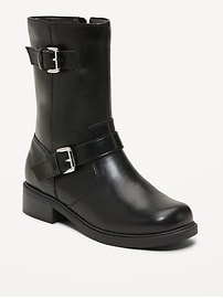 Image number 1 showing, Faux-Leather Side-Zip Boots for Girls