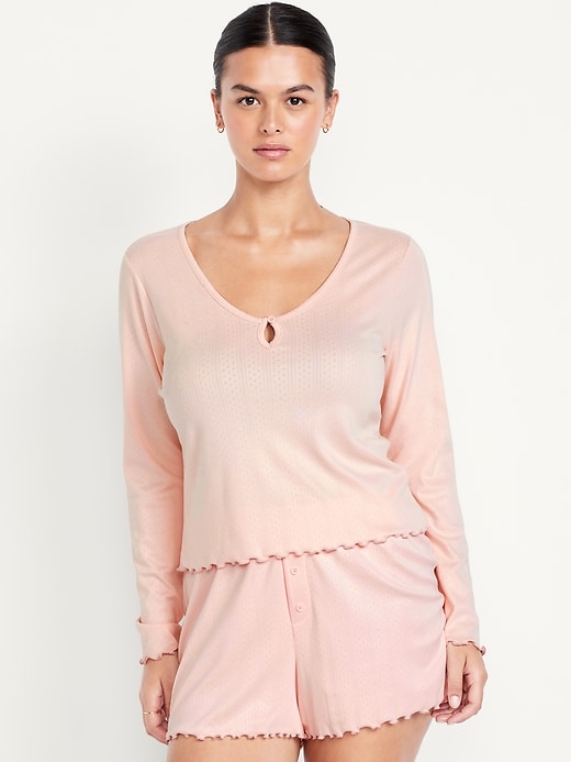 Image number 4 showing, Cozy Lettuce-Edge Pajama Top