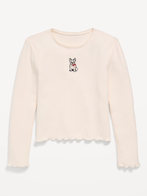 CozePlush Long-Sleeve Graphic T-Shirt for Girls - Creme De La Creme