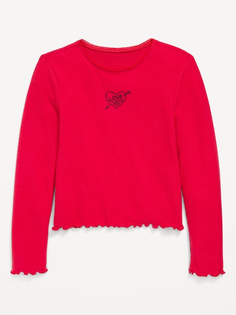 CozePlush Long-Sleeve Graphic T-Shirt for Girls - Roma Red