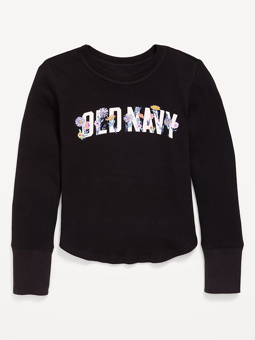 Image number 1 showing, Long-Sleeve Logo Graphic Thermal-Knit T-Shirt for Girls