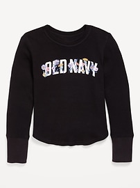 Image number 1 showing, Long-Sleeve Logo Graphic Thermal-Knit T-Shirt for Girls
