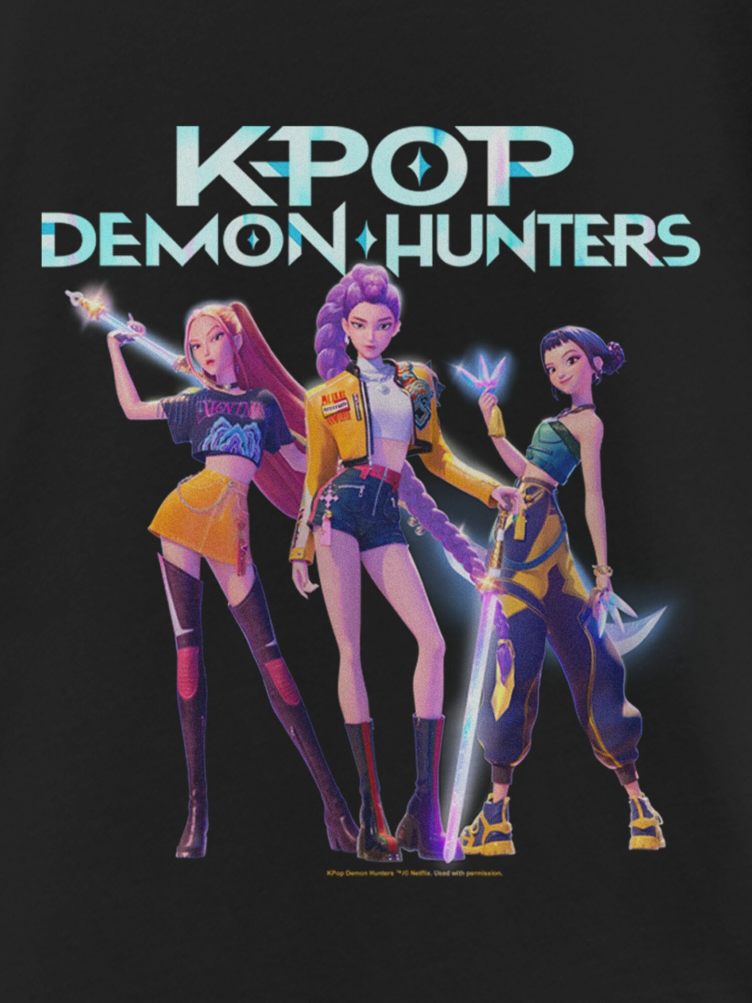 Футболка Old Navy K-Pop Demon Hunters Hero Group Graphic T-Shirt для девочек, цвет: Чёрный — фото 2