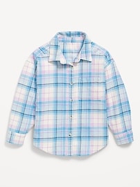 Image number 1 showing, Oversized Long-Sleeve Plaid Flannel Shirt for Girls