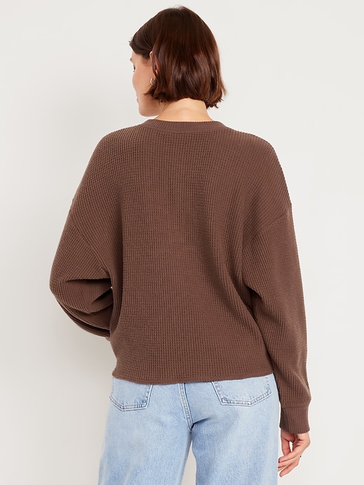 Image number 2 showing, Oversized Cozy Waffle Henley Top