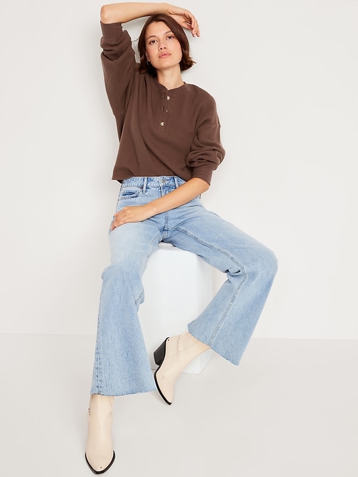 Image number 3 showing, Oversized Cozy Waffle Henley Top