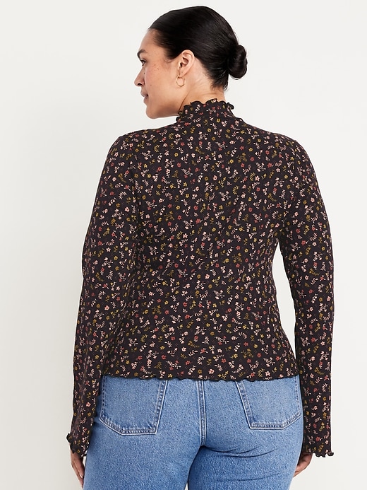 Image number 7 showing, Mock-Neck Lettuce-Edge Rib Top