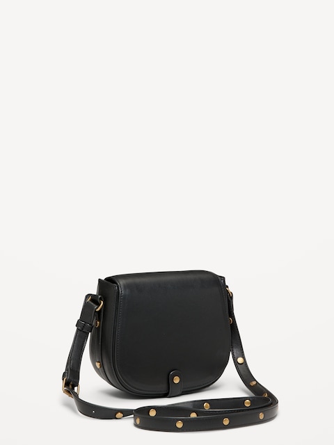 Studded Strap Saddle Bag - Black Jack