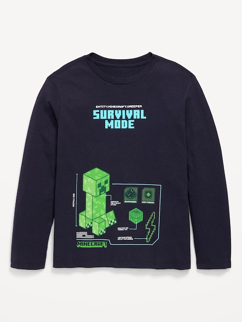 Minecraft™ Gender-Neutral Graphic T-Shirt for Kids - Survival Minecraft (Navy Blue)