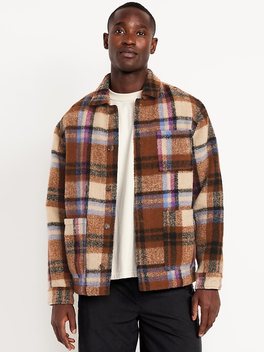 Image number 1 showing, Wool-Blend Plaid Chore Jacket