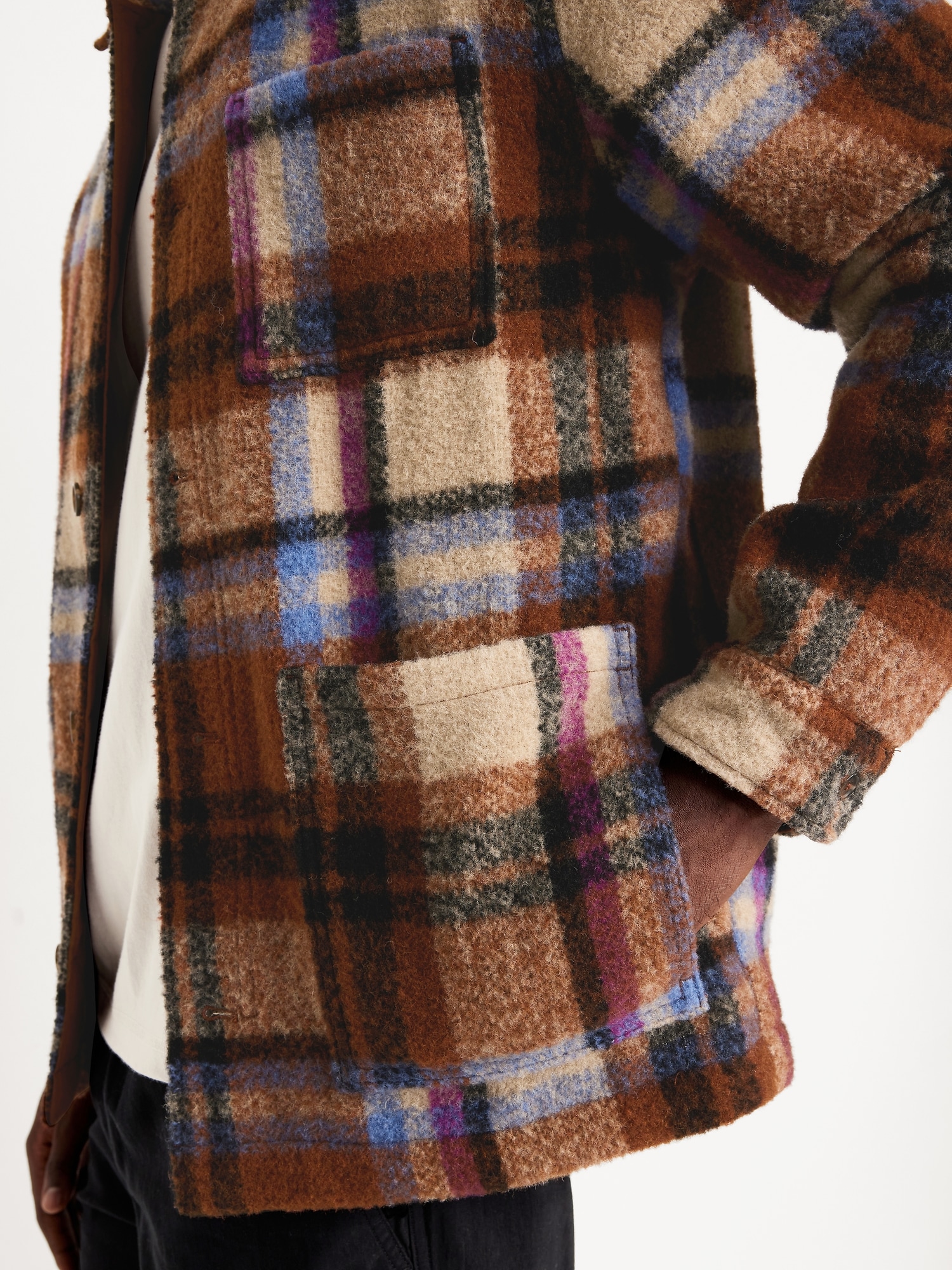 Wool-Blend Plaid Chore Jacket