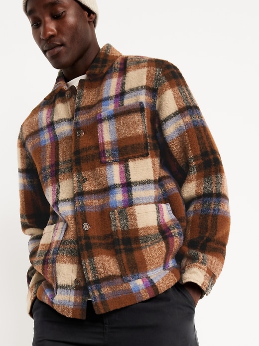 Image number 4 showing, Wool-Blend Plaid Chore Jacket