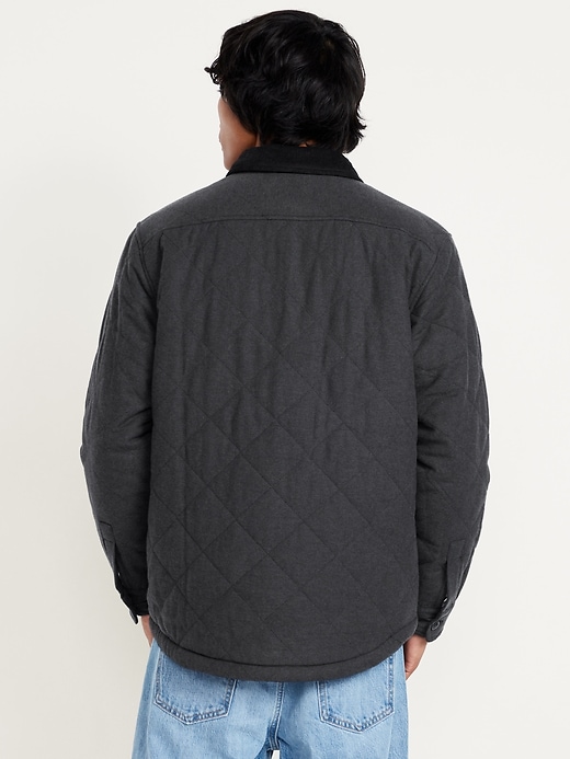 Image number 2 showing, Sherpa-Lined Quilted Flannel Shacket