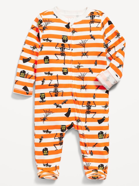 2-Way-Zip Sleep & Play Footed One-Piece for Baby - Halloween Stripe (Match The Fam!)