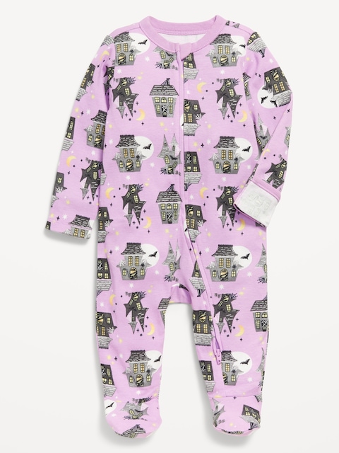 2-Way-Zip Sleep & Play Footed One-Piece for Baby - Haunted House (Match The Fam!)