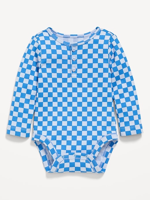 Image number 1 showing, Printed Long-Sleeve Henley Bodysuit for Baby
