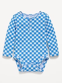 Image number 1 showing, Printed Long-Sleeve Henley Bodysuit for Baby