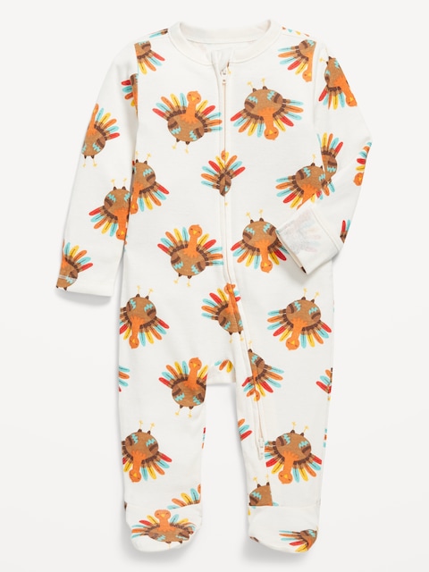Printed 2-Way-Zip Sleep & Play Footed One-Piece for Baby - Turkey