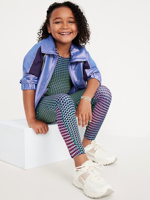 Image number 1 showing, High-Waisted PowerSoft 7/8-Length Side-Pocket Leggings for Girls