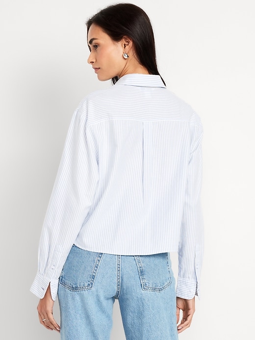 Cropped Button-Down Oxford Shirt