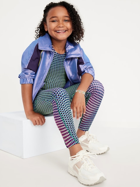 High-Waisted PowerSoft 7/8-Length Side-Pocket Leggings for Girls - Geometric