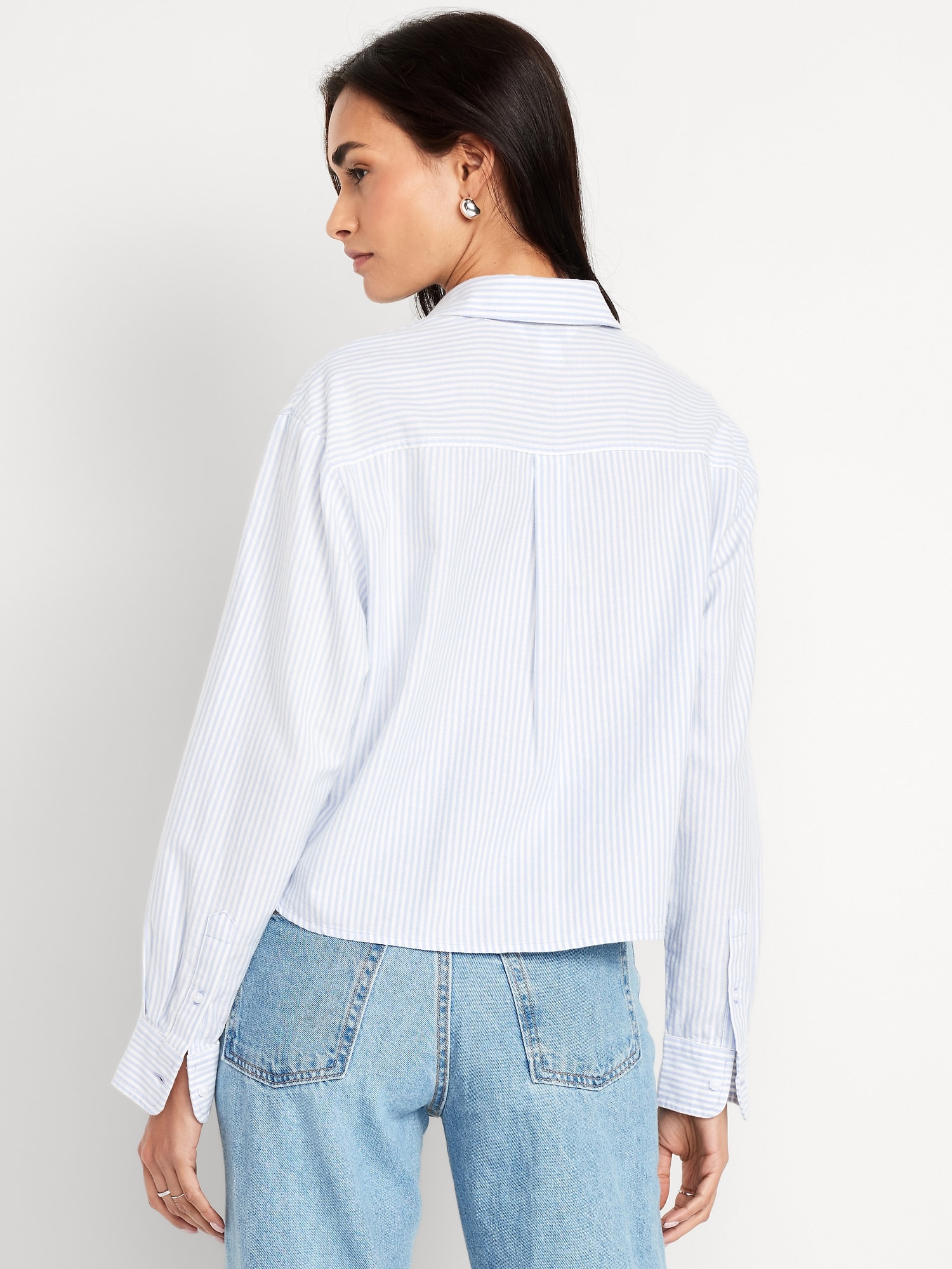 Cropped Button-Down Oxford Shirt