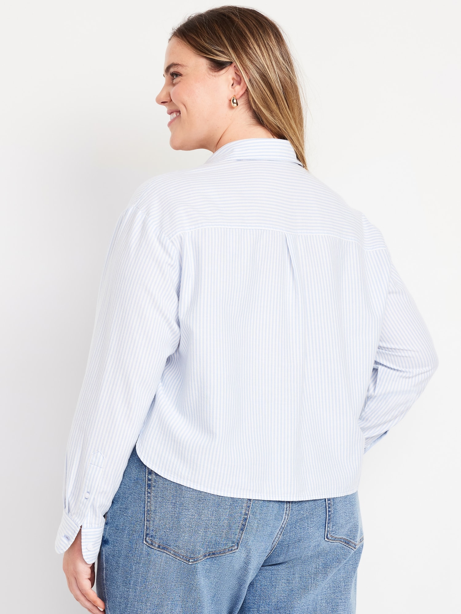 Cropped Button-Down Oxford Shirt