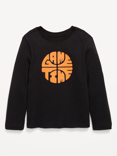 Long-Sleeve Unisex Graphic T-Shirt for Toddler - Light Black Heather