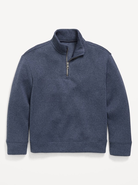 Sweater-Fleece Quarter-Zip for Boys - Navy Blue