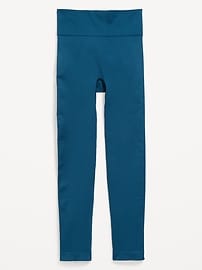 Image number 1 showing, Fitted High-Waisted 7/8-Length Seamless Performance Leggings for Girls