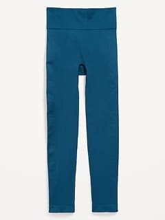 Fitted High-Waisted 7/8-Length Seamless Performance Leggings for Girls