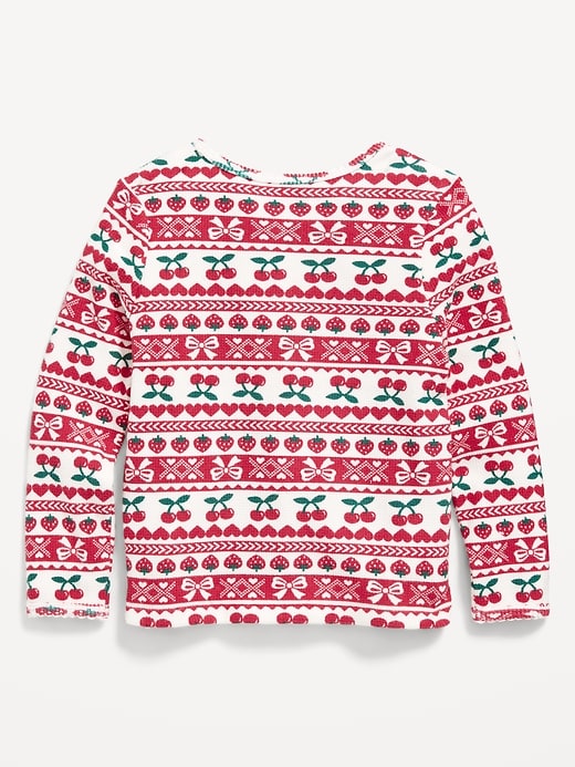 Image number 2 showing, Printed Long-Sleeve Cozy Waffle T-Shirt for Toddler Girls