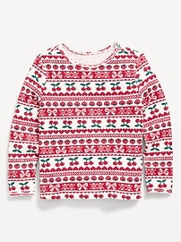 Image number 1 showing, Printed Long-Sleeve Cozy Waffle T-Shirt for Toddler Girls