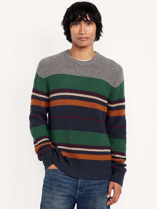 Image number 1 showing, Wool-Blend Crew-Neck Striped Sweater