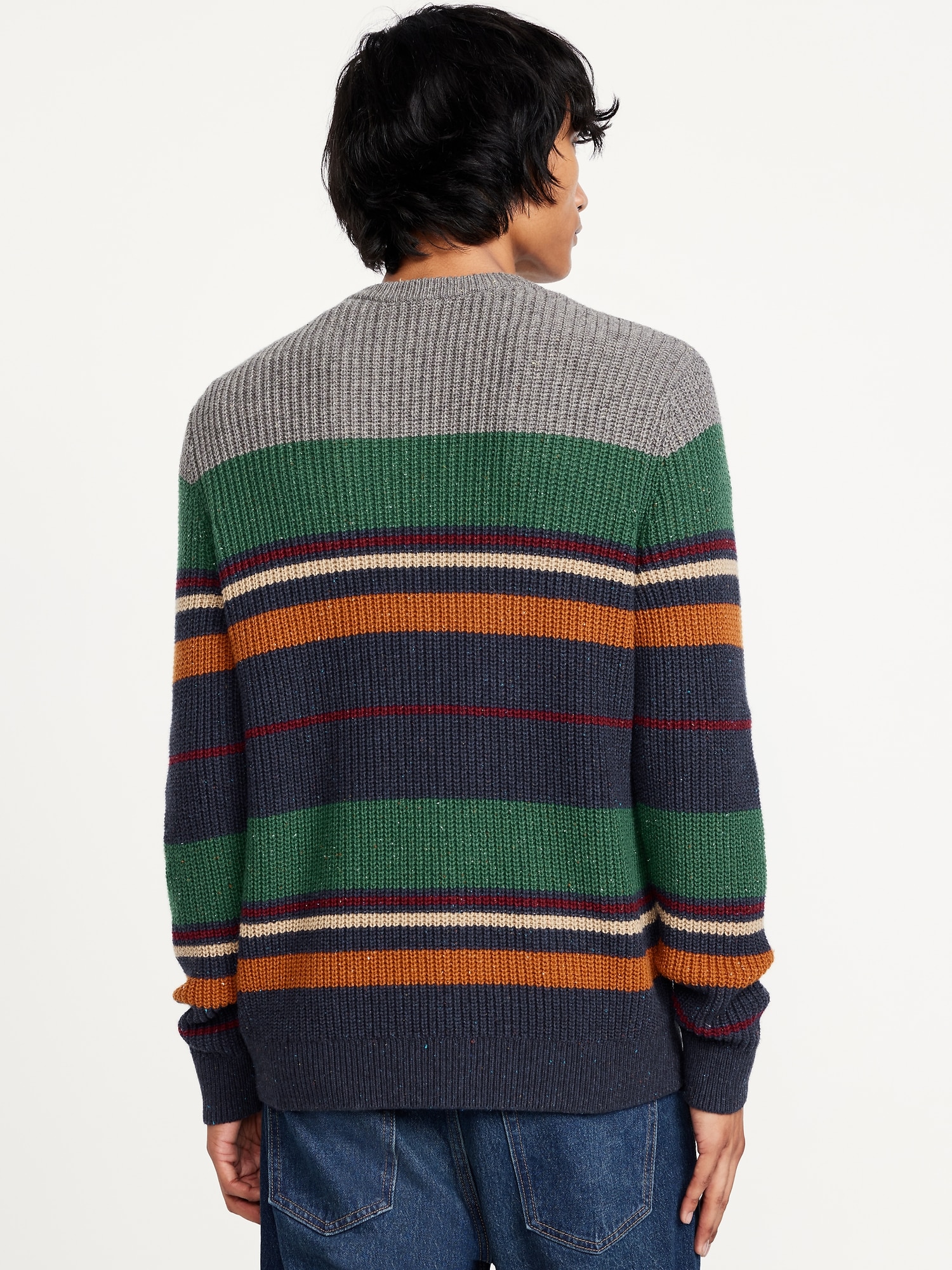 Wool-Blend Crew-Neck Striped Sweater