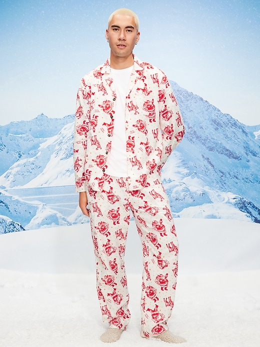 Image number 1 showing, Printed Flannel Pajama Set for Men