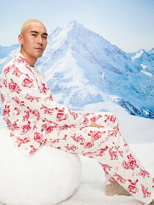 Image number 3 showing, Printed Flannel Pajama Set for Men
