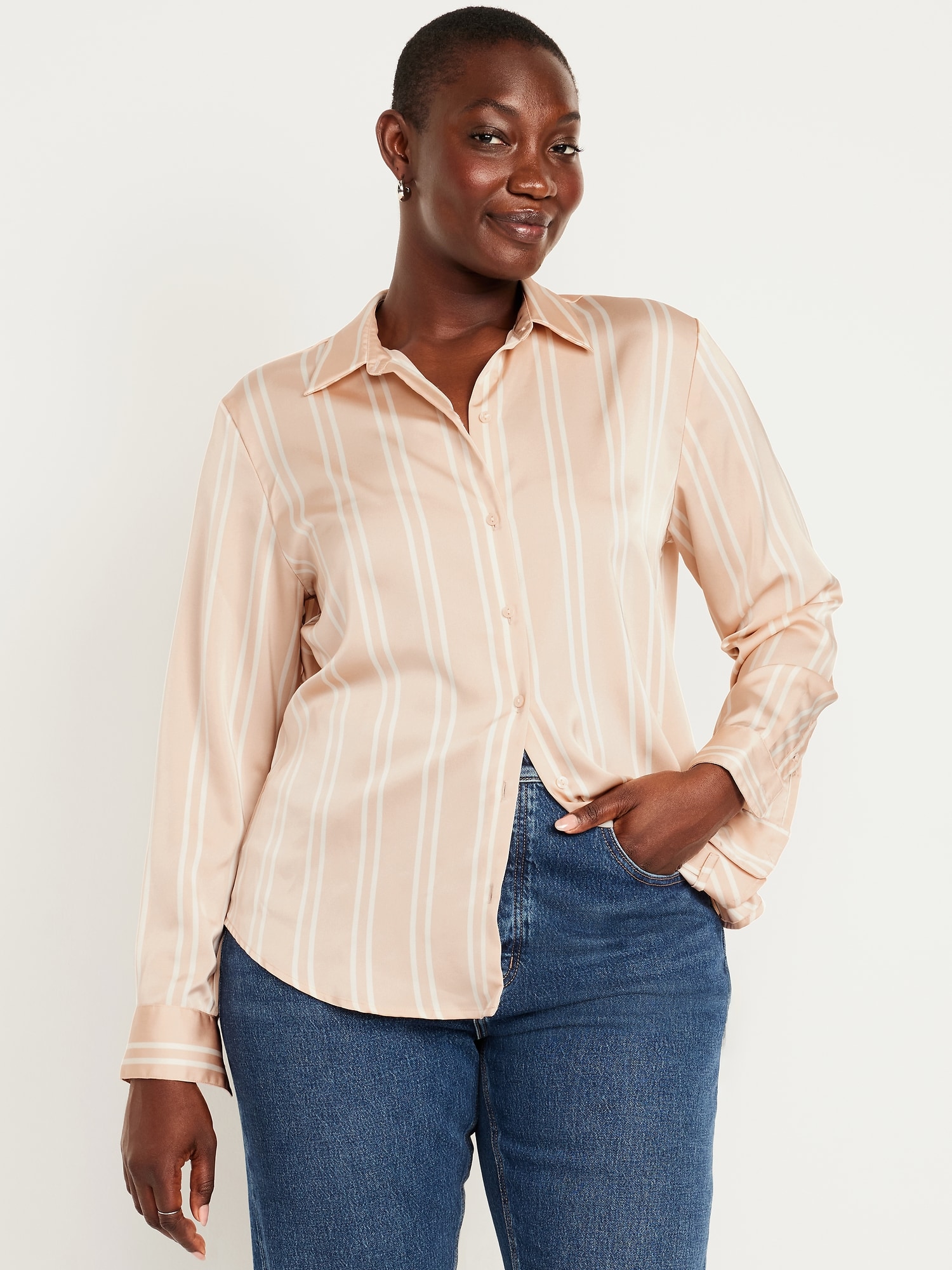 Satin Button-Down Shirt | Old Navy