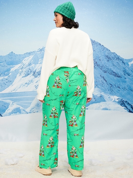Image number 8 showing, Mid-Rise Printed Flannel Pajama Pants for Women