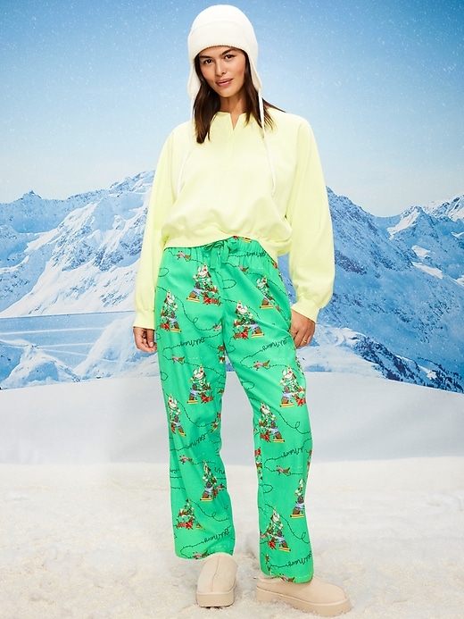 Image number 5 showing, Mid-Rise Printed Flannel Pajama Pants for Women