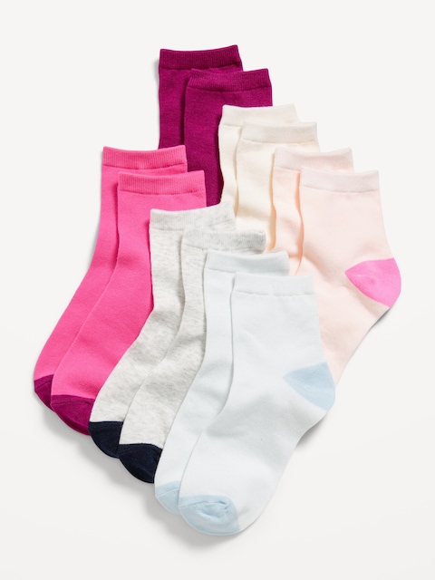 Quarter-Crew Socks 6-Pack for Girls - Multi Colorblock