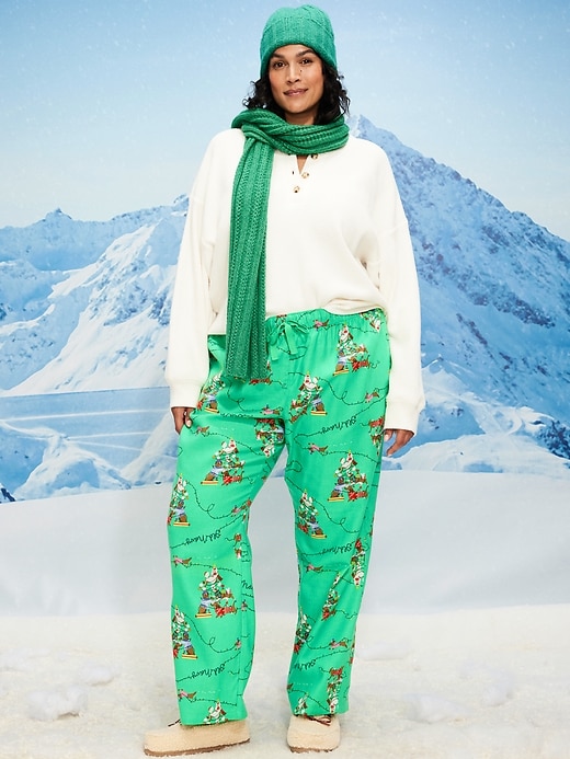 Image number 7 showing, Mid-Rise Printed Flannel Pajama Pants for Women