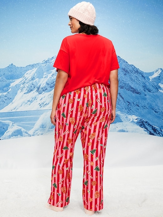 Image number 8 showing, Mid-Rise Printed Flannel Pajama Pants for Women