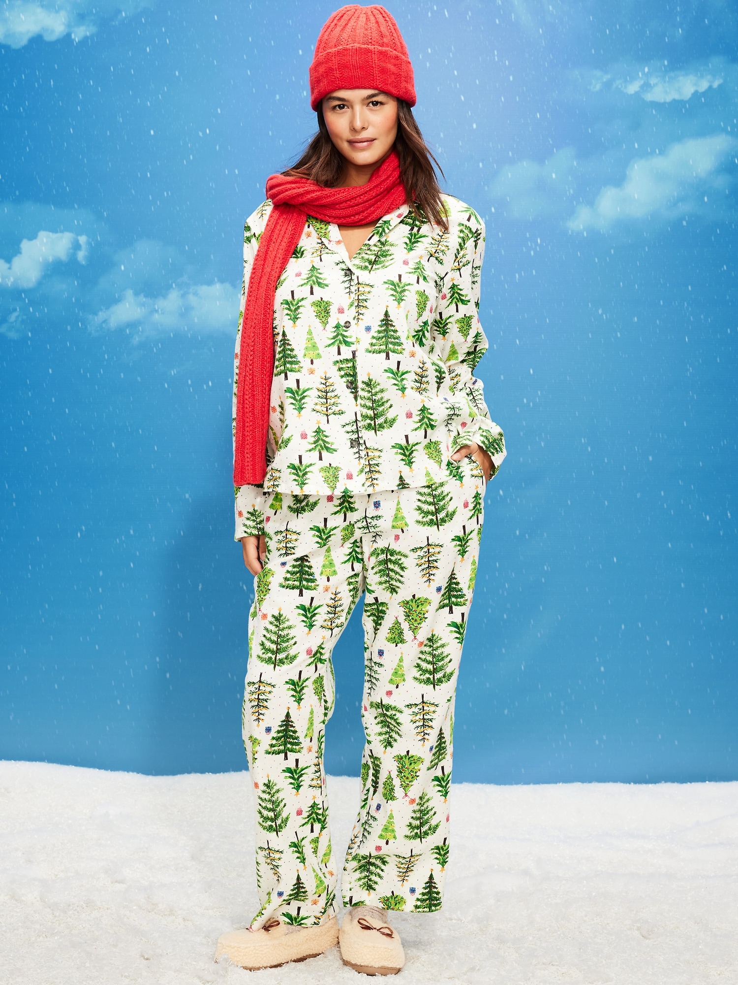 Printed Flannel Pajama Pant Set for Women