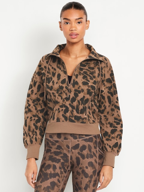 Dynamic Fleece Half-Zip Sweatshirt - Brown Animal