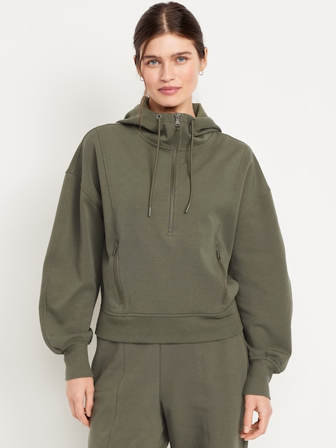 Dynamic Fleece Half-Zip Hoodie Sweatshirt - Ancient Forest