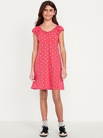 Image number 1 showing, Printed Short-Sleeve Henley Dress for Girls