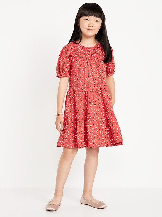 Image number 1 showing, Printed Short-Sleeve Swing Dress for Girls