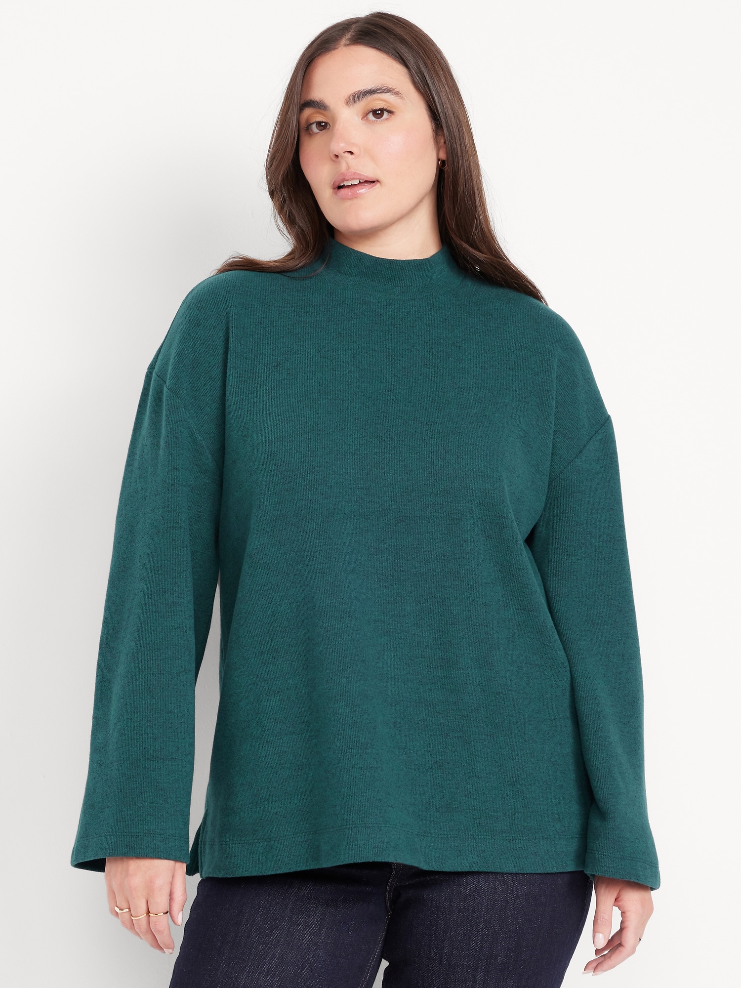 Cozy Mock-Neck Tunic Sweater