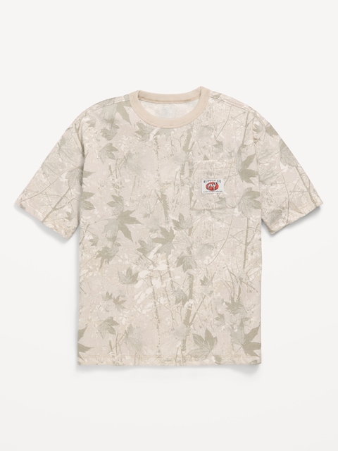 Short-Sleeve Oversized Pocket T-Shirt for Boys - Gray Overdyed Camo